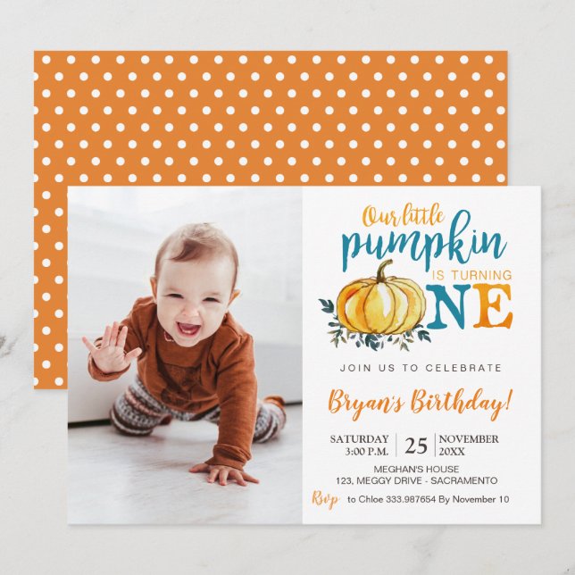 Fotografía de la invitación al primer cumpleaños d (Anverso / Reverso)