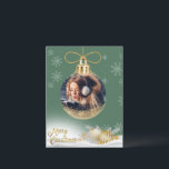 Fotografía de Ornamento de Navidad Copos de nieve<br><div class="desc">Ornamento navideño dorado de bonito con tu foto favorita añadida para personalizar para tu familia y amigos. La tarjeta perfecta para la persona con presupuesto.</div>