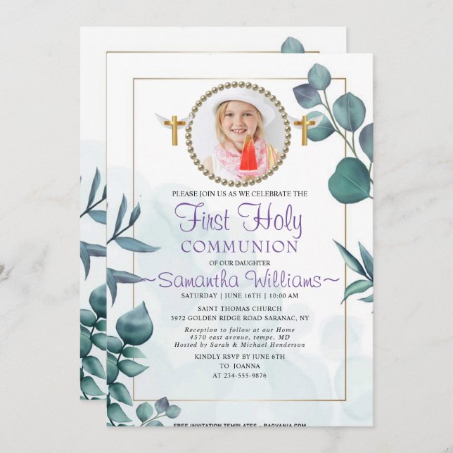 Fotografía de verde Primera Invitación de la Comun (Anverso / Reverso)