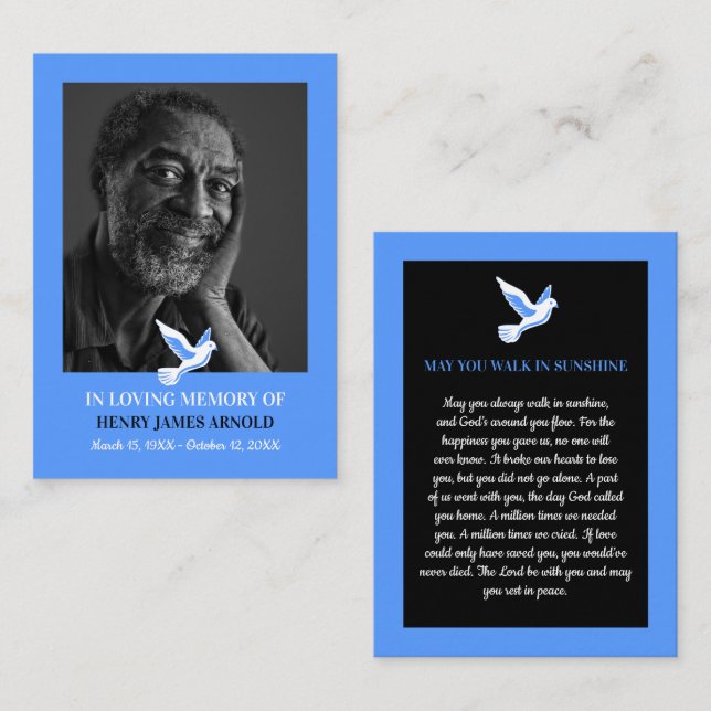 Fotografía elegante, paloma sagrada, tarjeta de or (Anverso / Reverso)