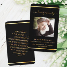 Fotografía en oro negro elegante tarjeta de oració
