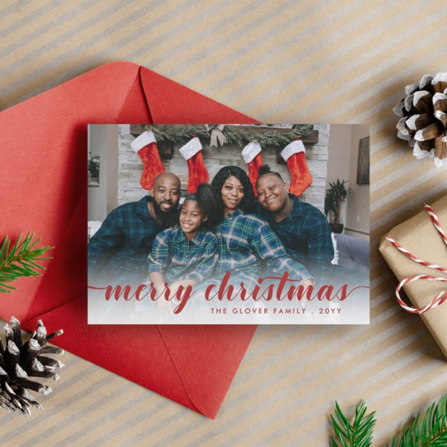 Fotografía familiar Calligrafía roja Feliz Navidad (Subido por el creador)
