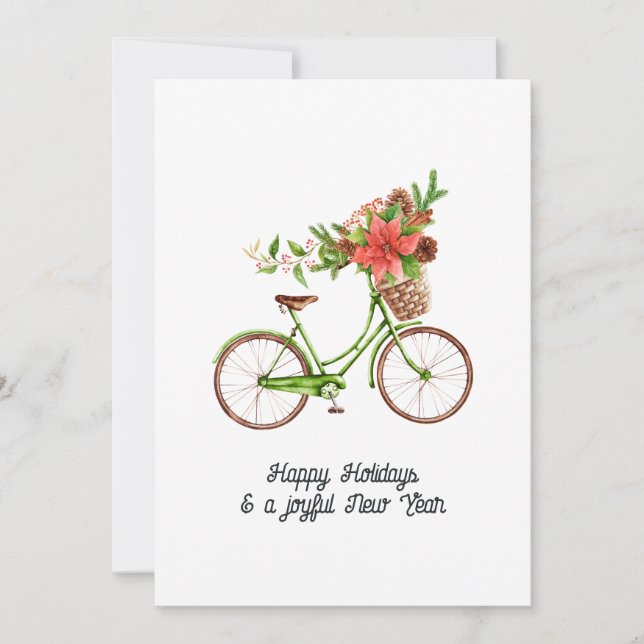 Fotografía familiar de Navidad en bicicleta floral (Anverso)