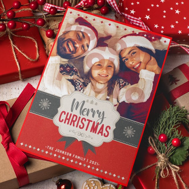 Fotografía familiar Tarjeta de cosecha roja navide (Subido por el creador)