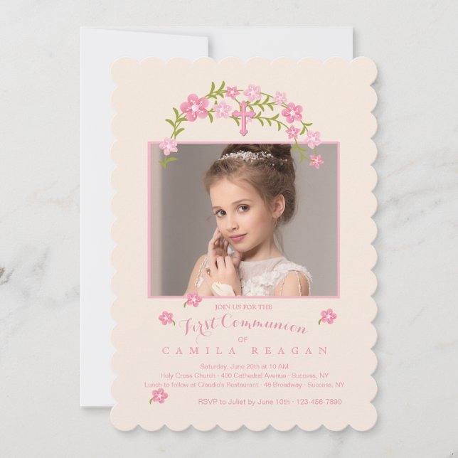 Fotografía floral sagrada invitación religiosa (Anverso)