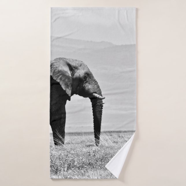 FOTOGRAFÍA GRAYSCALE DE ELEFANTE (Toalla de baño)