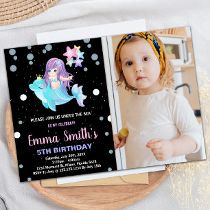 Fotografía invitaciones a sirena negra con delfín