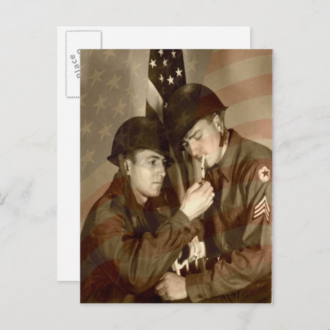 Fotografía militar de época Gracias Postales A Vet (Anverso / Reverso)