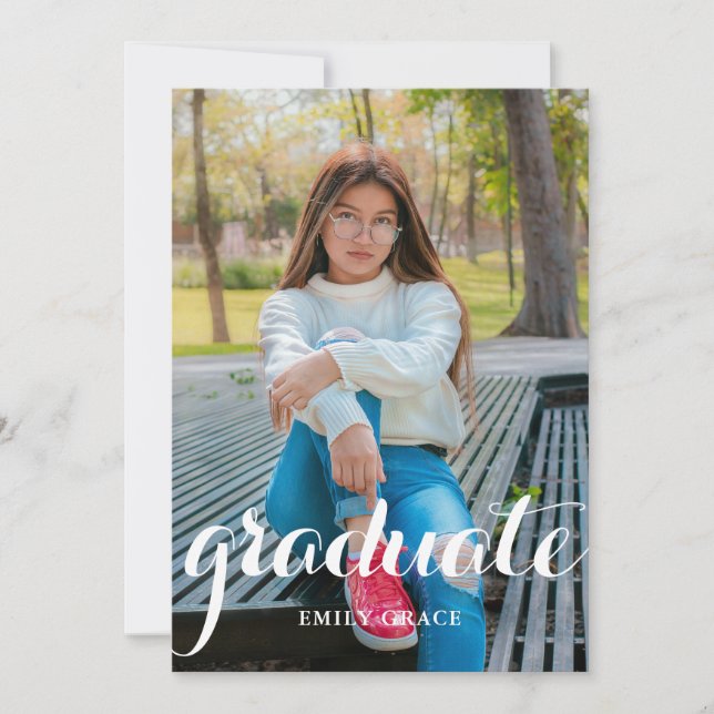 fotografía moderna de invitación de graduación de  (Anverso)