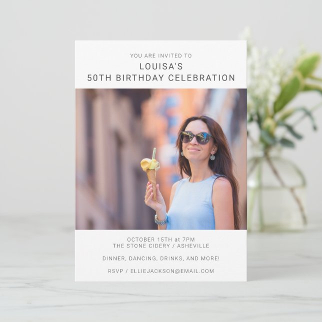 Fotografía moderna simple Invitación a la fiesta d (Anverso de pie)
