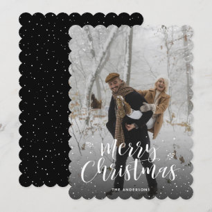 Fotografía nevada en blanco y negro Feliz Navidad