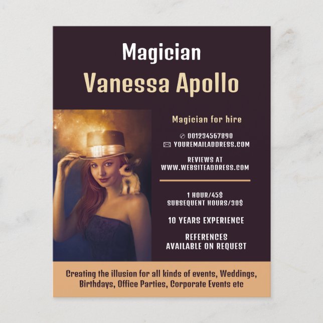 Fotografía personalizada, publicidad mágica (Frente)