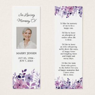 Fotografía Purple Flower Funeral Memorial Bookmark