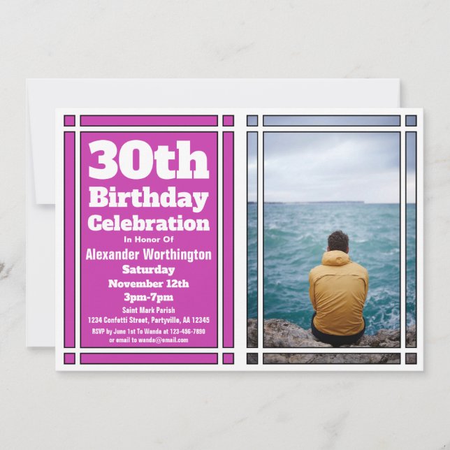 Fotografía púrpura Invitación a la fiesta de cumpl (Anverso)