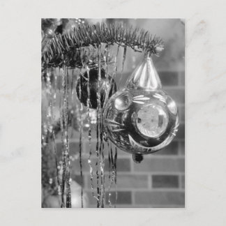Fotografía retro de árbol de Navidad blanco y negr
