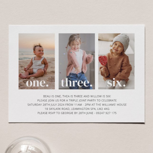 Fotografía Triple Invitación de cumpleaños conjunt (Subido por el creador)