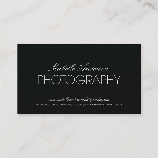 FOTÓGRAFO DE SLEEK | TARJETA DE FOTOGRAFÍA DE NEGO (Anverso)