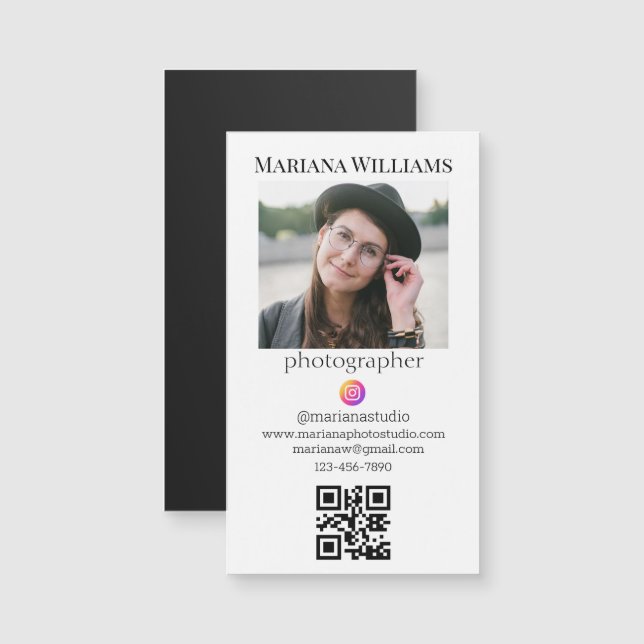 fotógrafo fotografo código qr imán de negocios mod (Anverso/Reverso)