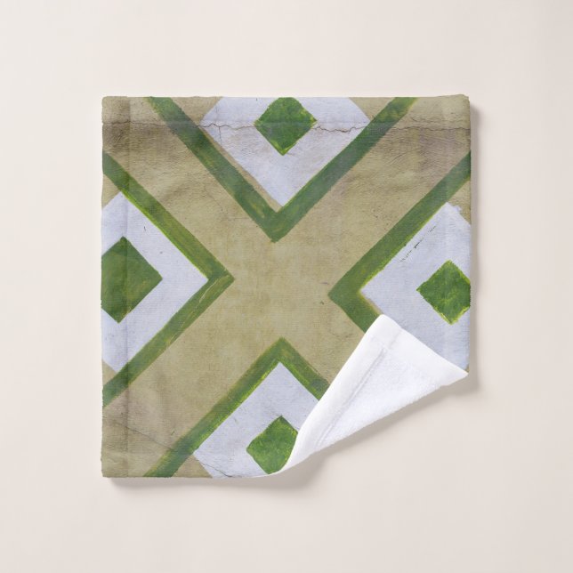 Fotograma de cierre textil marrón, blanco y verde (Toallita)