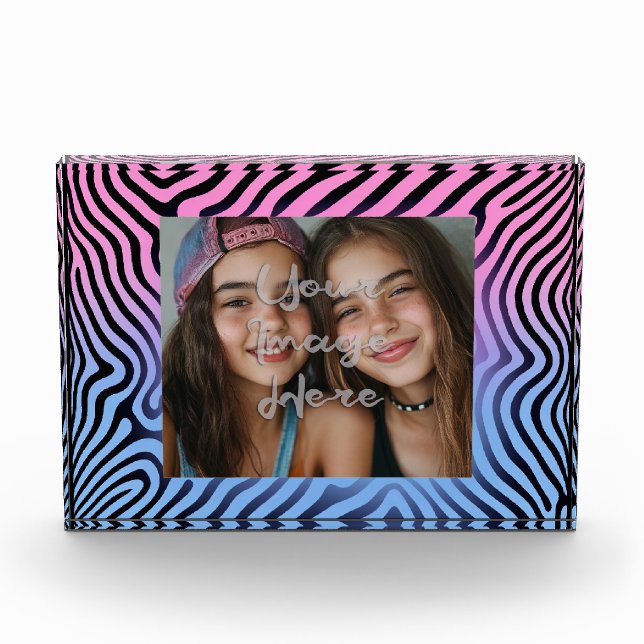 Fotograma de foto de zebra de gradiente azul rosad (Anverso)