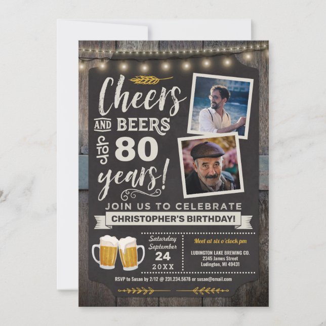 Fotos alentadoras y cervezas Invitación a cumplir  (Anverso)