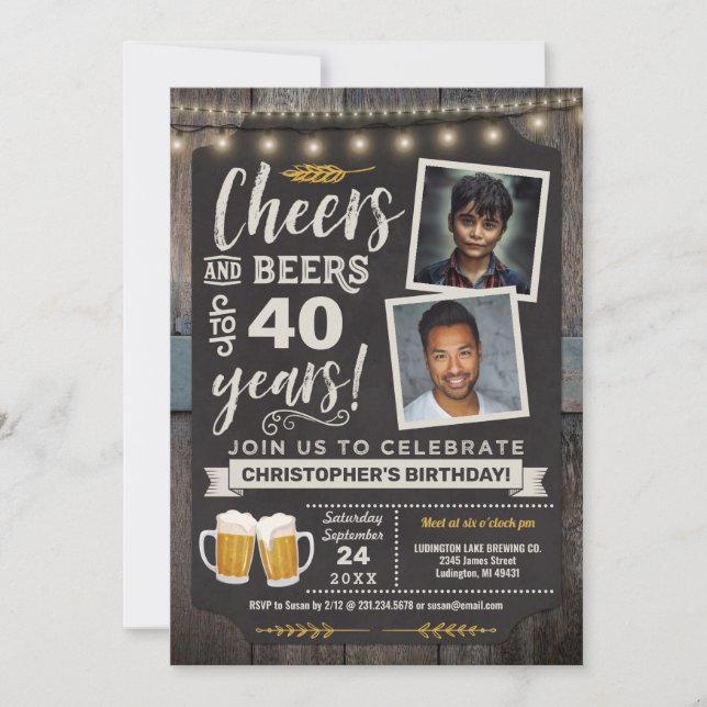 Fotos alentadoras y cervezas Invitación a cumplir  (Anverso)