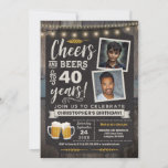 Fotos alentadoras y cervezas Invitación a cumplir<br><div class="desc">Invitación fotográfica de 40 años con "Surprise Cheers and Beers",  con pizarra y letras con la edad del personalizable y zonas fotográficas.</div>