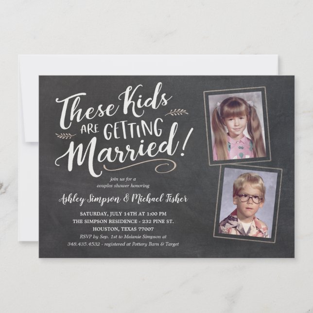 Fotos antiguas Invitaciones a la ducha de boda man (Anverso)