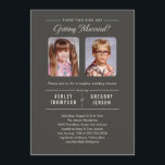Fotos antiguas Parejas Invitaciones a la ducha de<br><div class="desc">Fotos de la infancia antigua parejas invitaciones a la ducha de boda con un diseño único de carbón gris. El texto dice: "Estos dos niños se están casando". Subir fotos de libros de anuarios de la vieja escuela o fotos de un antiguo álbum de fotos. Personalice los campos de personalizado...</div>