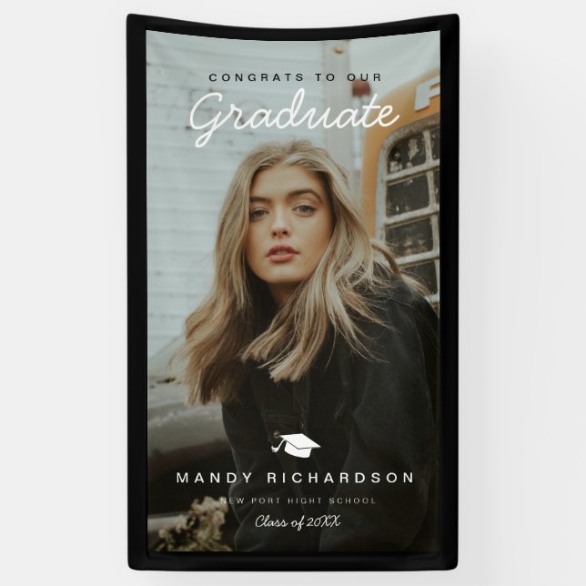 Fotos completas felicitaciones a la pancarta negra (Vertical)