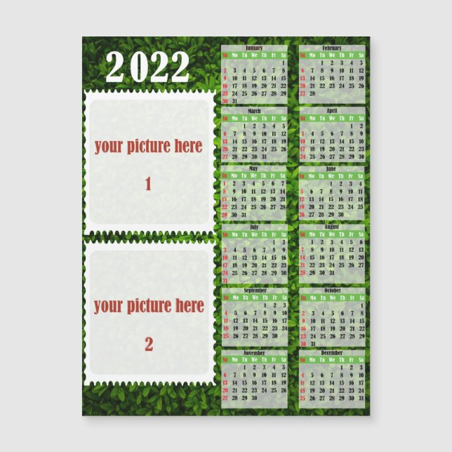 Fotos de 2022 Personalizadas Calendario Fridge Mag (Anverso)