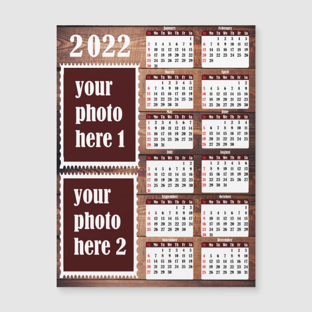 Fotos de 2022 Personalizadas Calendario Fridge Mag (Anverso)