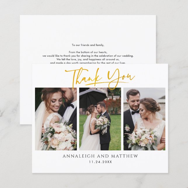 Fotos de Bodas de recién casados gracias tarjeta d (Anverso / Reverso)