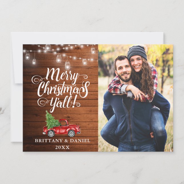 Fotos de Camión de Madera de Feliz Navidad Y'all (Anverso)