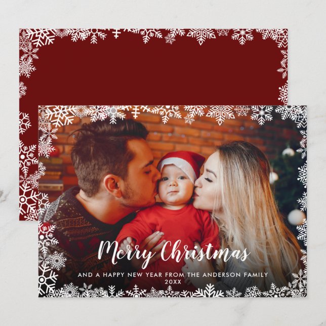 Fotos de copas de nieve con guión de navidad (Anverso / Reverso)