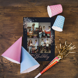 Fotos de cumpleaños del Purpurina Rosa-Oro Tarjeta