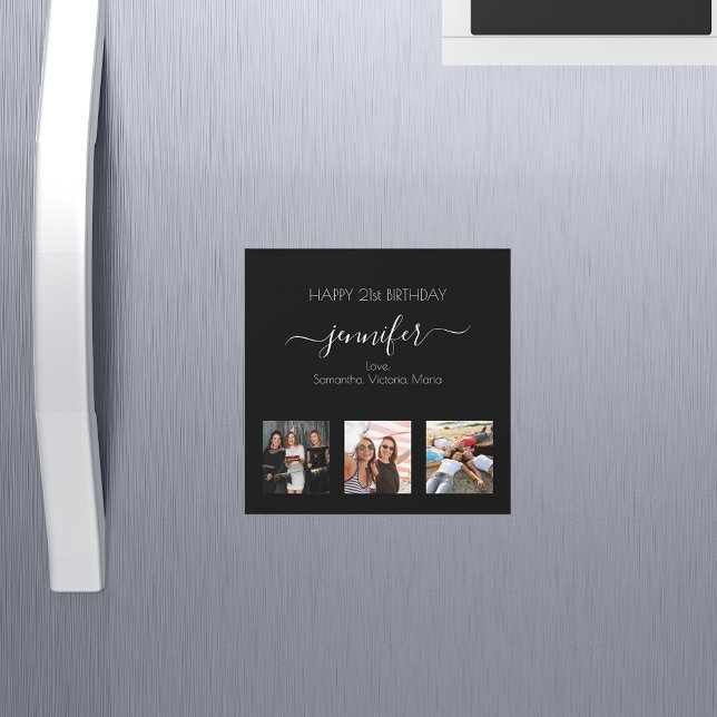 Fotos de cumpleaños mejores amigos imán blanco neg (Subido por el creador)