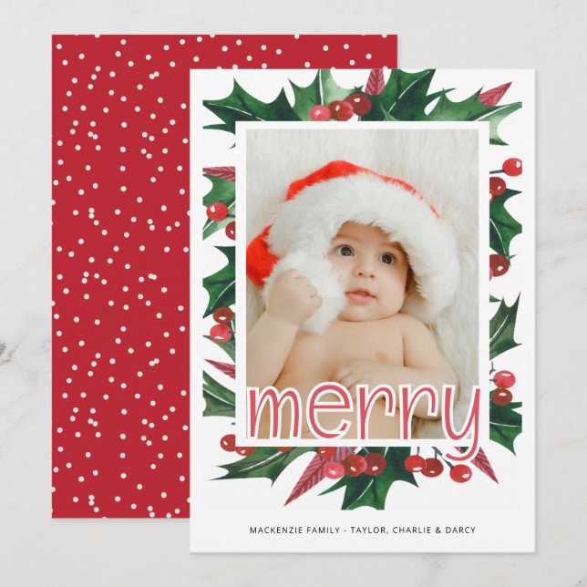 Fotos de Feliz Navidad Holly personalizadas (Anverso / Reverso)