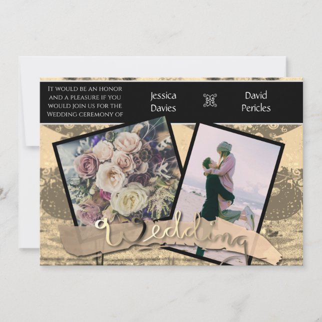 Fotos de invitaciones de boda & Sepia Steampunk (Anverso)