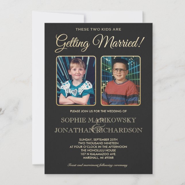 Fotos de la escuela vieja que casan la invitación (Anverso)