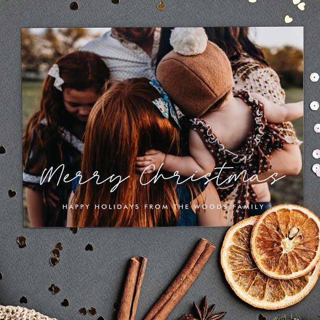 Fotos de la familia de la Feliz Navidad de Estilo  (Modern Style Merry Christmas family photo Holiday Card)