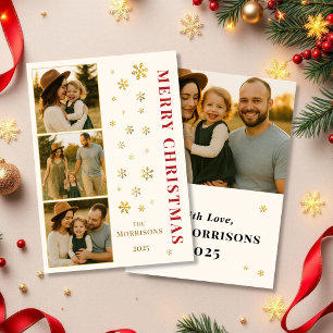 Fotos de la familia Feliz Navidad Elegante Copo de