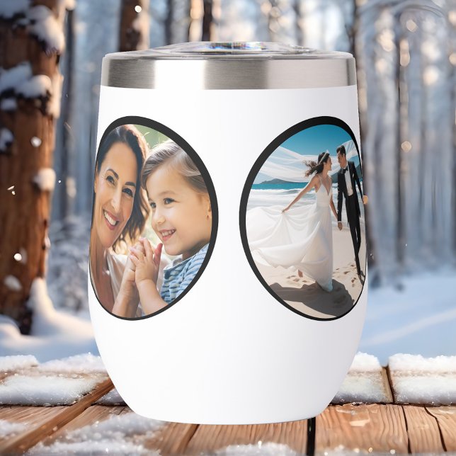 Fotos de la familia Happy Insulated Tumbler (Insulated tumbler featuring 4 custom photos - anniversary gift - Christmas or birthday gift)
