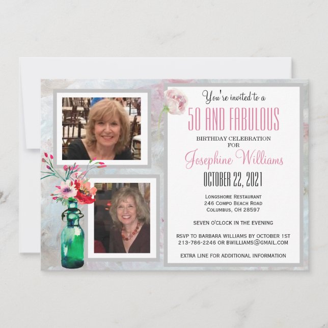 Fotos de la fiesta de cumpleaños de la invitación  (Anverso)