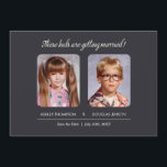 Fotos de la niñez ahorran la invitación a la cita<br><div class="desc">Fotos de la niñez Salven la fecha con un cálido diseño gris. Sube tus fotos de la vieja infancia y agrega tu texto. El texto dice: "¡Estos niños se están casando!"</div>