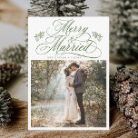 Fotos de la primera Navidad de los verdes bosques<br><div class="desc">Elegante y romántica caligrafía rápida con una foto y texto opcional en la parte posterior. Para una personalización más avanzada de este diseño,  haga clic en el BOTÓN HERRAMIENTA DE DISEÑO AZUL de arriba.</div>