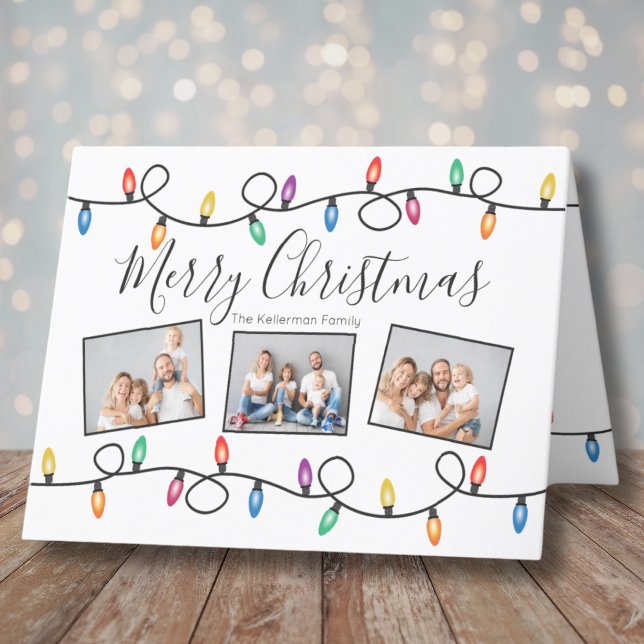 Fotos de Luces Navideñas Tarjeta de Navidad (Cute Festive Holiday Lights Photos Christmas Card)