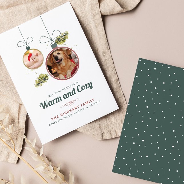 Fotos de Mascotas familiares tarjetas de vacacione (Christmas Greetings Pet Photos Warm and Cozy Card)