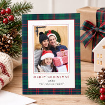 Fotos de Navidad con borde de Tartán Verde y Rojo