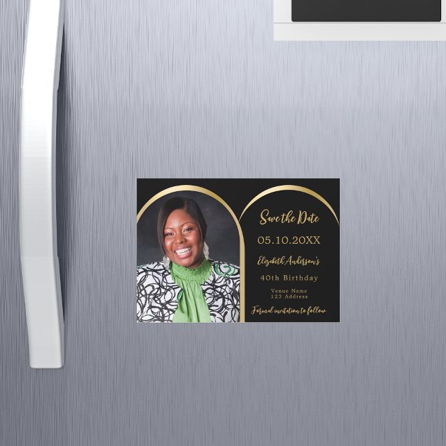 Fotos de oro negro Cumpleaños Guardar la tarjeta d (Subido por el creador)